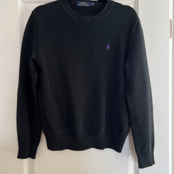 Ralph Lauren Black Crewneck Sweater with Purple Logo - Picture 2 of 5
